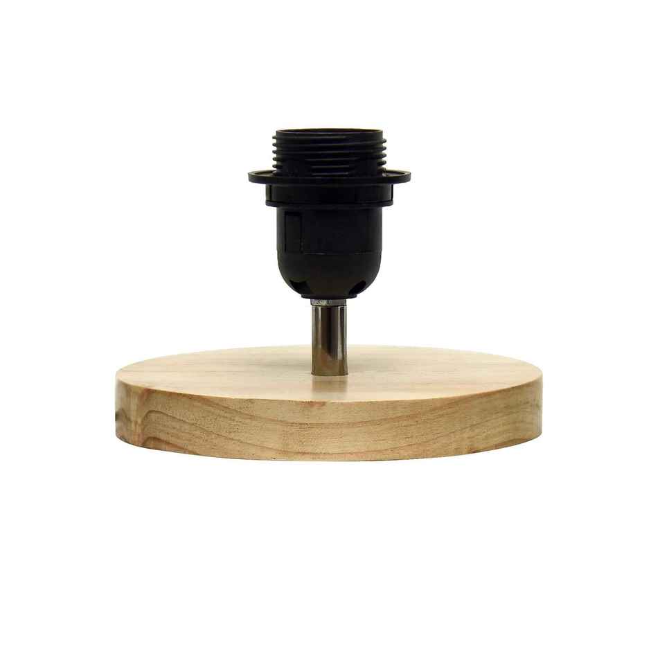 Homesake Pine Wood Bedside Table Lamp with Linen Shade | Simple Bedroom Nightstand Light