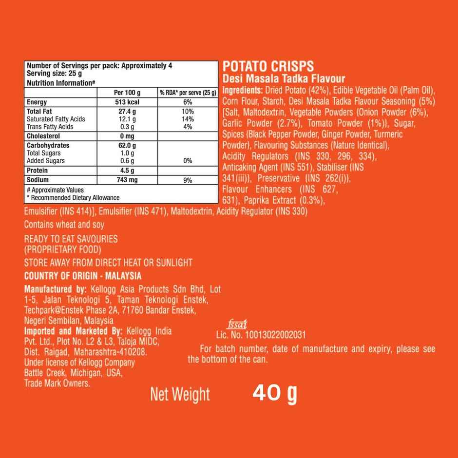 Kellogg's Pringles Potato Chips Desi Masala Tadka Flavour