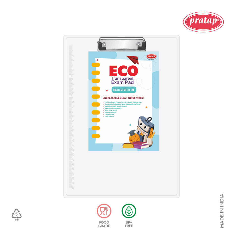 PRATAP Exam Pad Eco Clear Transparent