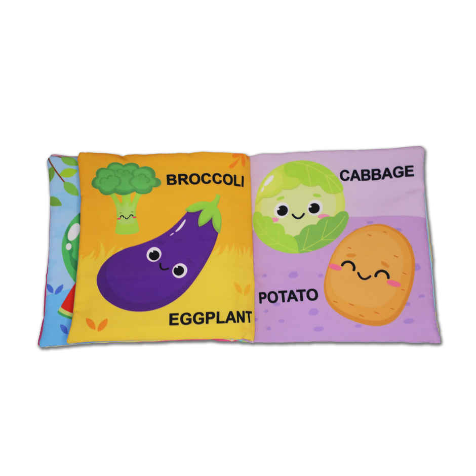 Baby My First Cloth Book Fruit & Vegetables with Squeaker & Crinkle Paper, Non-Toxic
