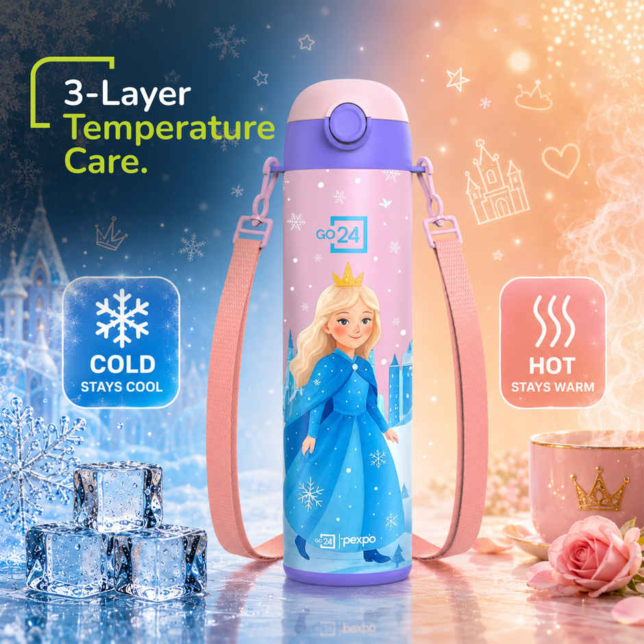 Go24 | Pexpo Pixy Hot & Cold Stainless Steel Kids Bottle | Thermosteel Flask | Pink | 470 ml