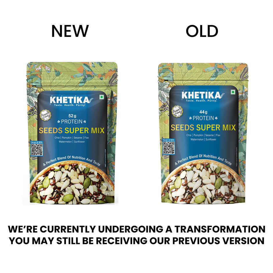 Khetika Super Seed Mix Rich in Protein 52g, Pumpkin, Sesame, Watermelon, Sunflower, Flax, Chia Seeds