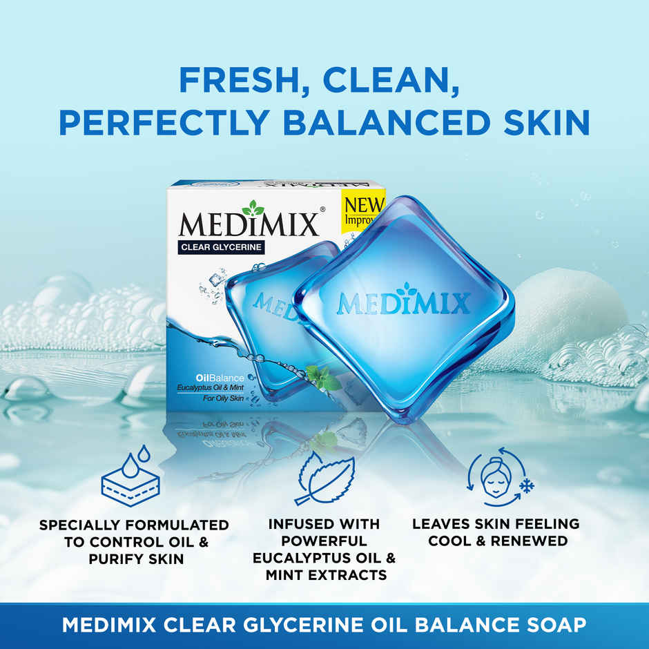 Medimix Clear Glycerine Oil Balance Soap for Oily Skin with Eucalyptus & Mint