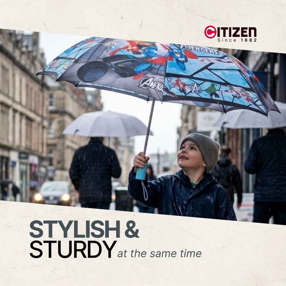 Citizen Auto Folding Kids Umbrella Avenger Print | 21 Inch | 2 Fold