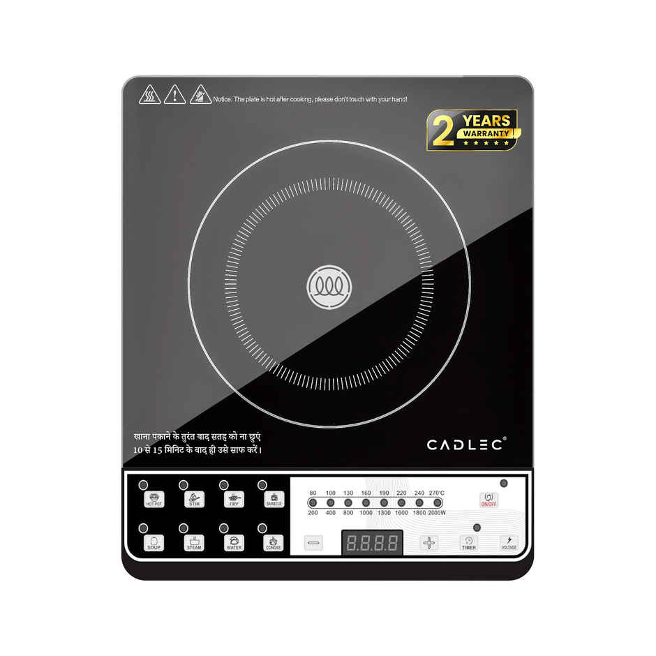 Cadlec Cook Ease 2000W Induction Cooktop | 8 Cooking Modes | Auto Shut Off | BIS Approved