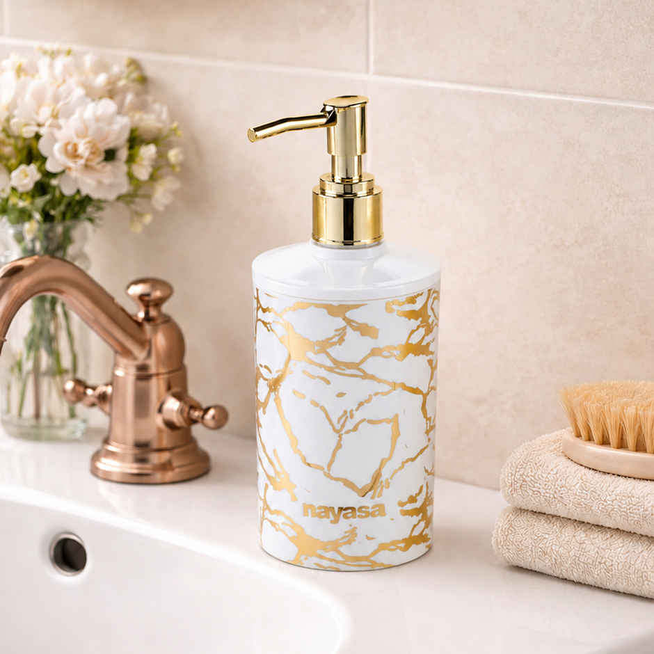 Nayasa Stylo Plastic Soap Dispenser | 600 ml | Gold