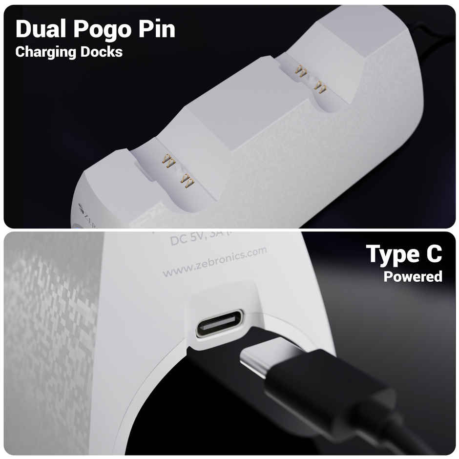 Zebronics PS5C Charging Dock | For PS5 | 3H Fast Charge | DualSense | LED Indicator | Anti Slip