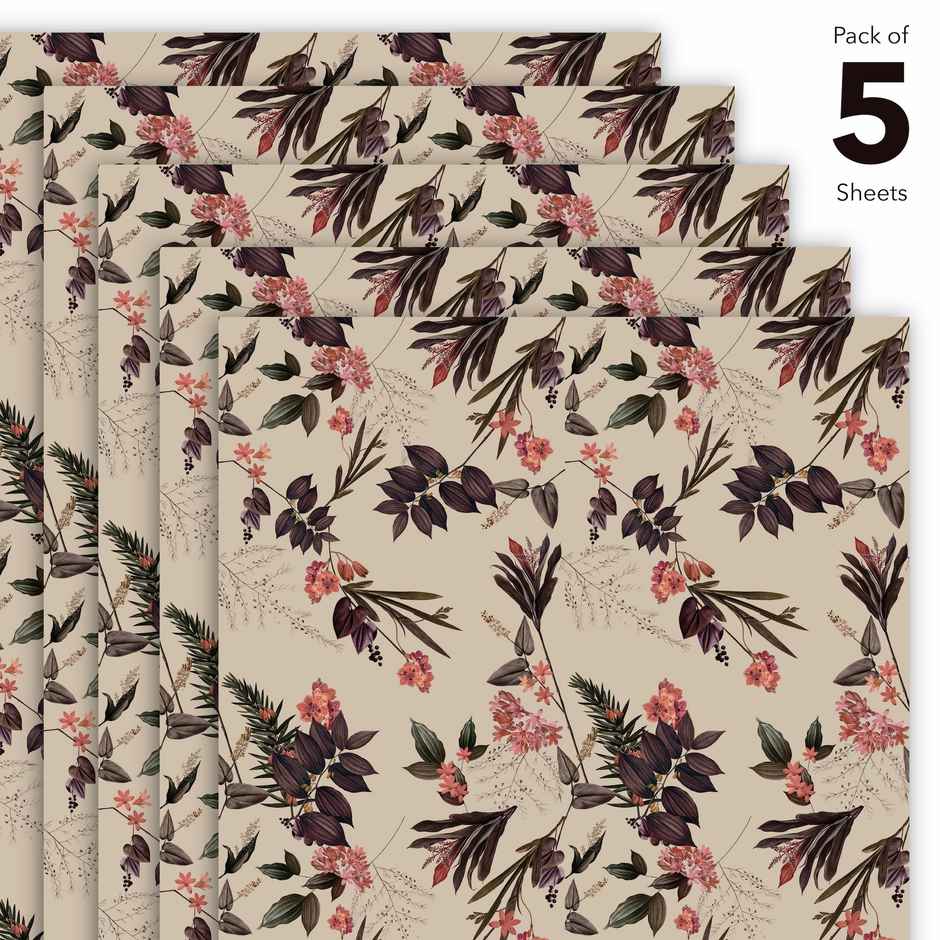 Tiger Notes Gift Wrap Festive Botanical | Beige | Decorative Use