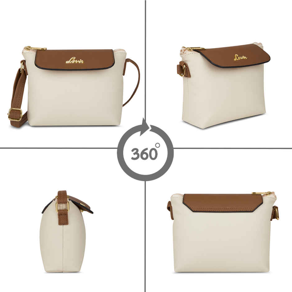Lavie Women's Colourblock Rove Flap Crossbody Sling Bag | Ladies Purse Handbag | Off White