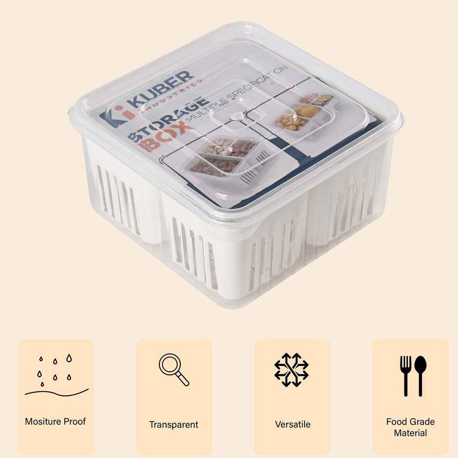 Kuber Industries 3-Compartment Fridge Organizers Set | Vegetable & Grocery Container | Transparent