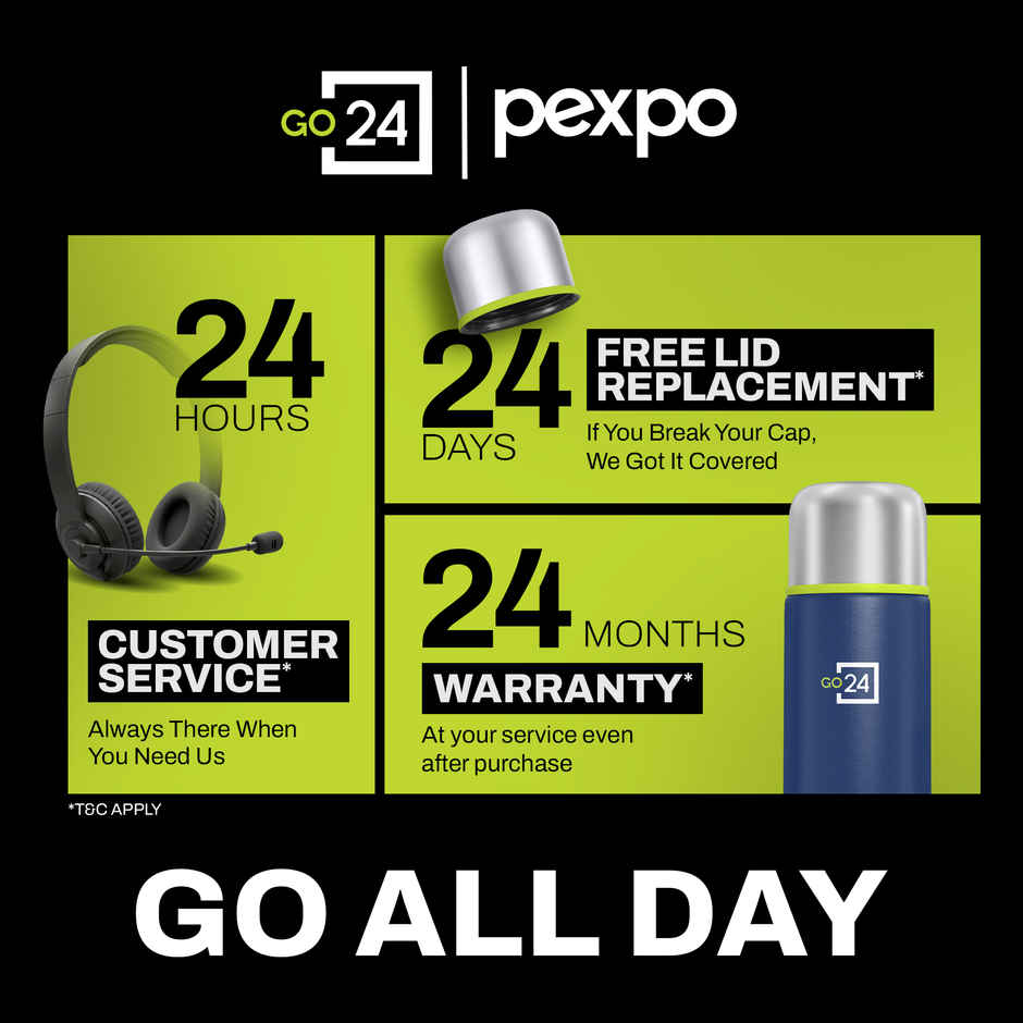 Go24 | Pexpo Flamingo 1000Ml 24 Hrs Hot And Cold Flask With Jute-Bag Vacuum Insulated Flaslk