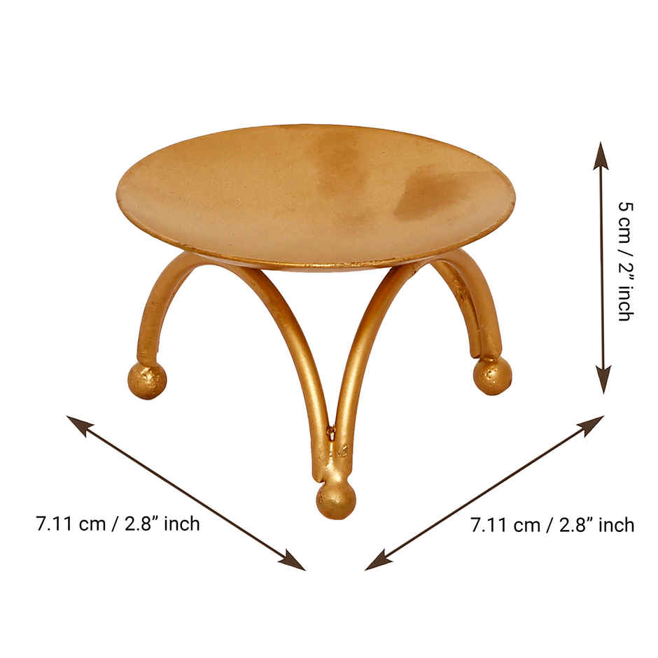 eCraftIndia Decorative Handcrafted Golden Metal Tea Light Candle Holder Stand