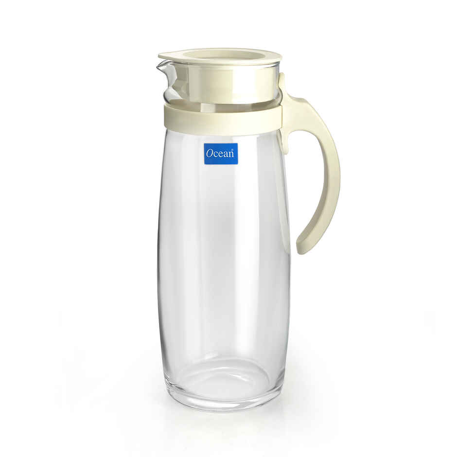 Ocean Divano Pitcher Water Glass Jug | 1.6 L | Transparent | White Lid