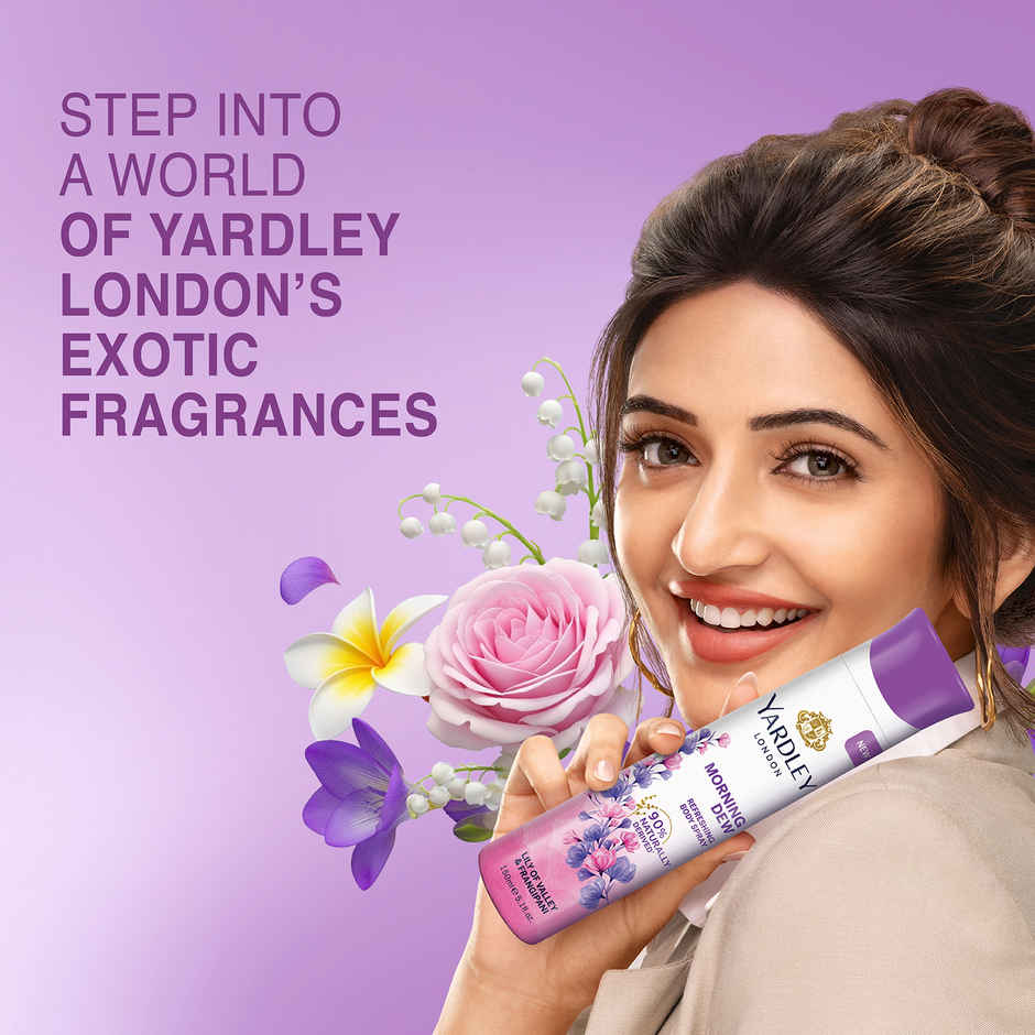 Yardley London Morning Dew Deodorant - Lily of Valley and Frangipani Fragrance - Naturally Derived