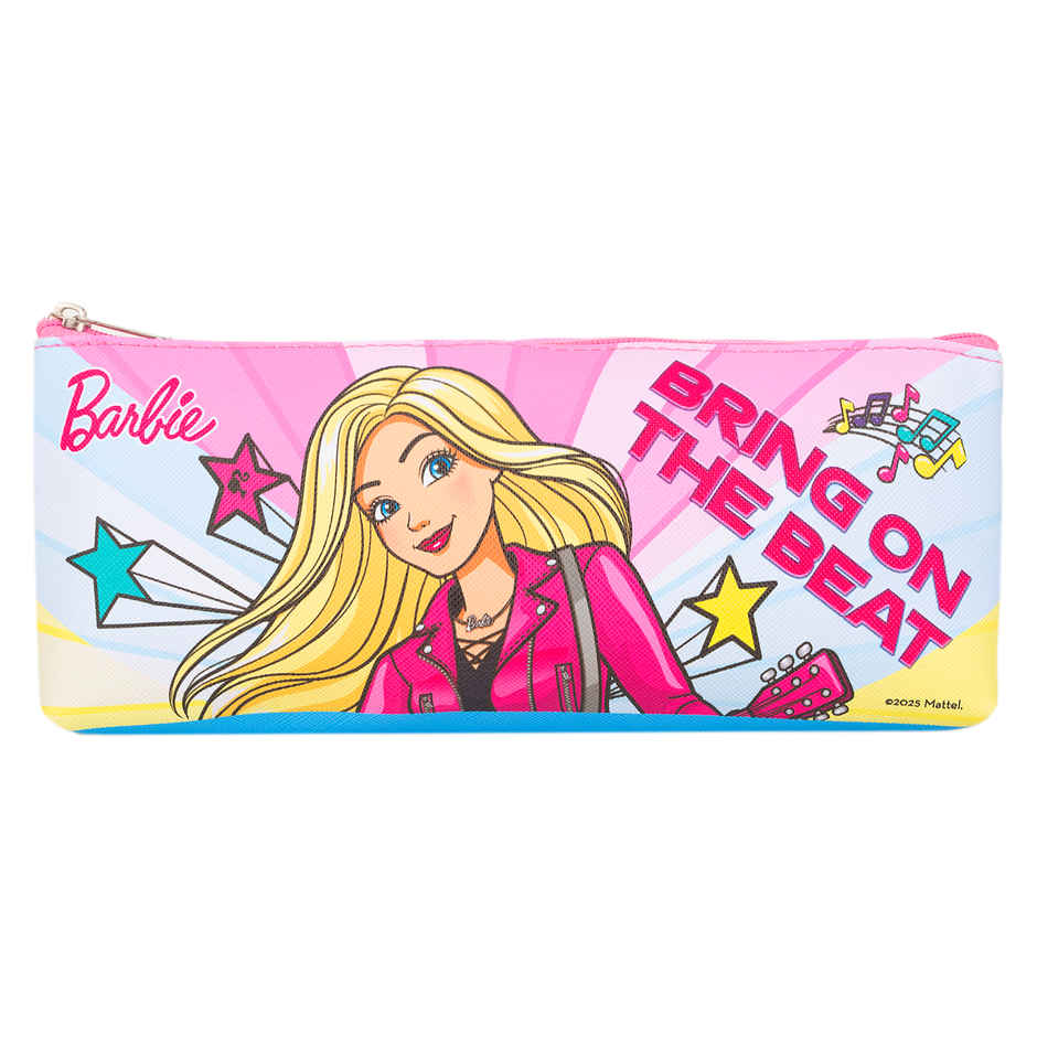Striders Barbie Triangle Pencil Pouch for Kids - Stylish School Stationery Bag, Pink & Durable