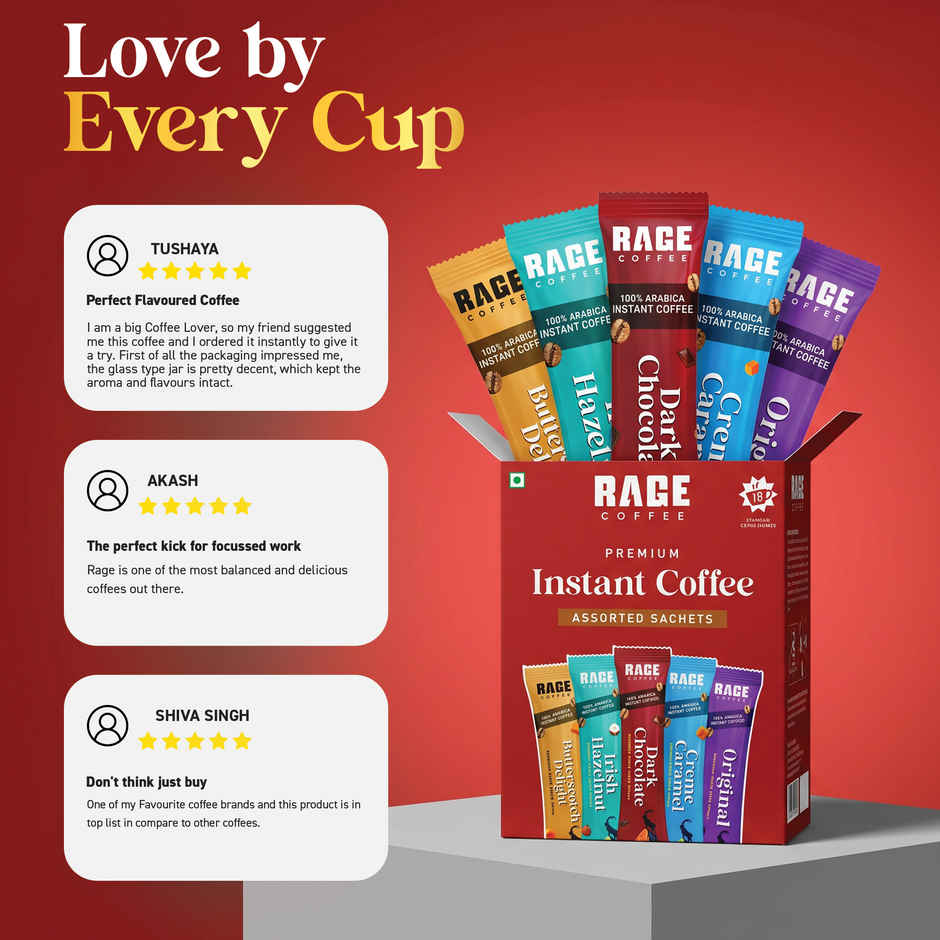 Rage Coffee Assorted Freeze Dried Instant Coffee Sachets | Arabica Beans