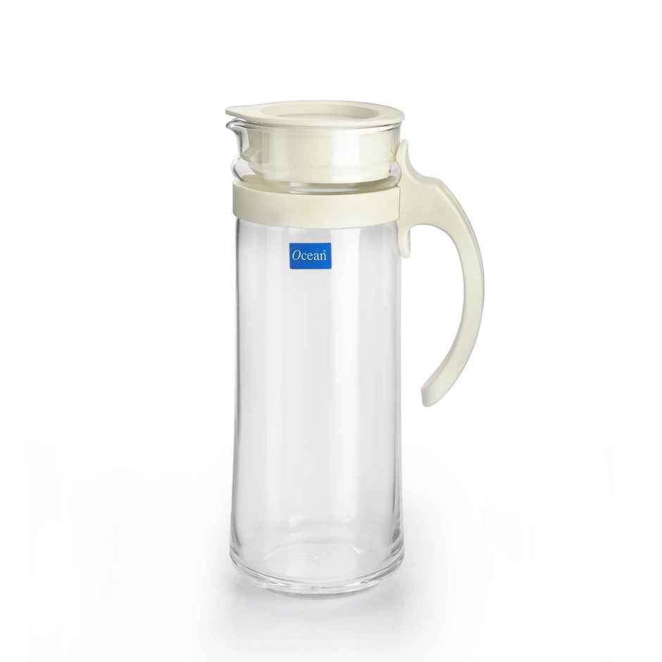 Ocean Patio Pitcher Water Glass Jug | 1.265 L | Transparent | White Lid