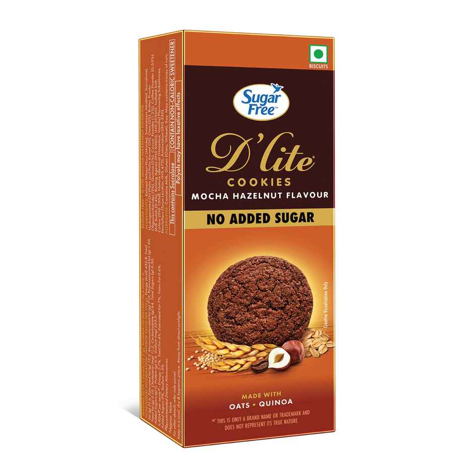 Sugar Free D'lite Mocha Hazelnut Flavour Cookies | Zero Added Sugar | Made With Oats & Quinoa