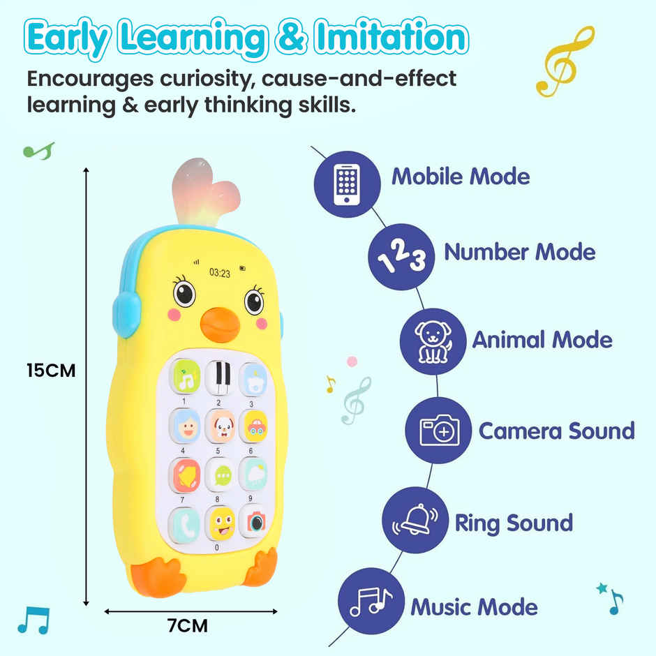 Kidology Toy Phone For Baby Mobile Phone Musical Sound Toy For Kids | Yellow