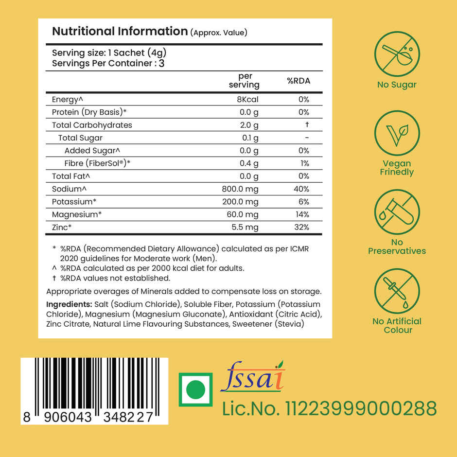 Supply6 Salts | Electrolyte Mix | Sodium, Potassium, Magnesium, Zinc, Fiber | Lime