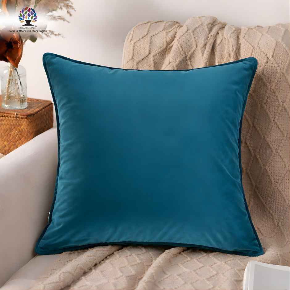 Dream Living Solid Cushion Covers Velvet Decorative Cushion Cover 16 x 16 in | Set of 2 | Teal Green