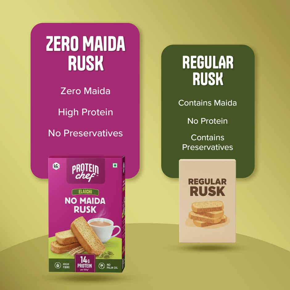Protein Chef High Protein No Maida Premium Rusk (Elaichi Toast)