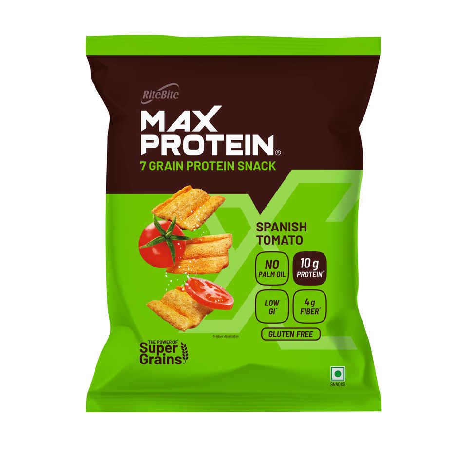RiteBite Max Protein Spanish Tomato 10 G Multigrain Protein Chips, Healthy Snacks & Munchies