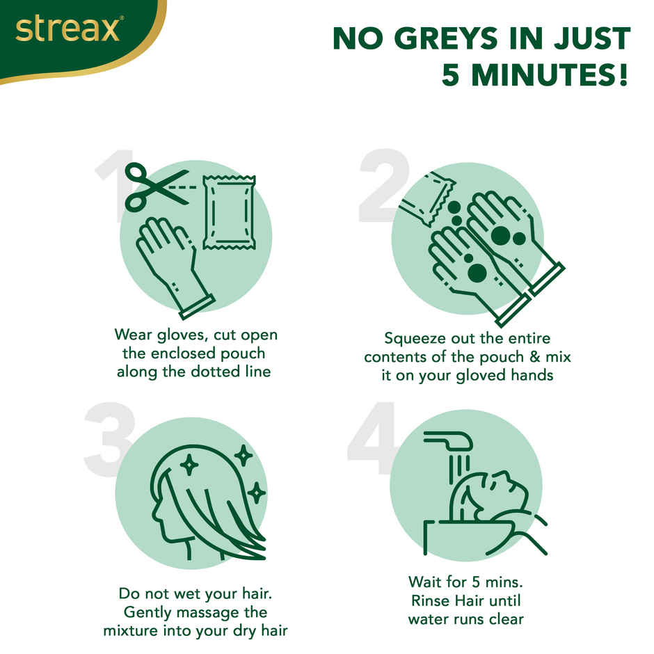 Streax Insta Shampoo Hair Colour for Women and Men- Dark Brown |100% grey coverage in 5 mins
