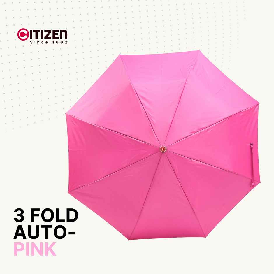 Citizen Auto Pink Mono Silver Umbrella | 22 Inch | 3 Fold