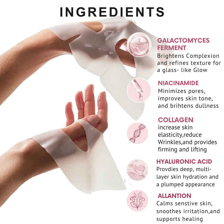 Pikwin Bio Collagen Face Sheet Mask | Korean Glass Skin Anti Aging Formula