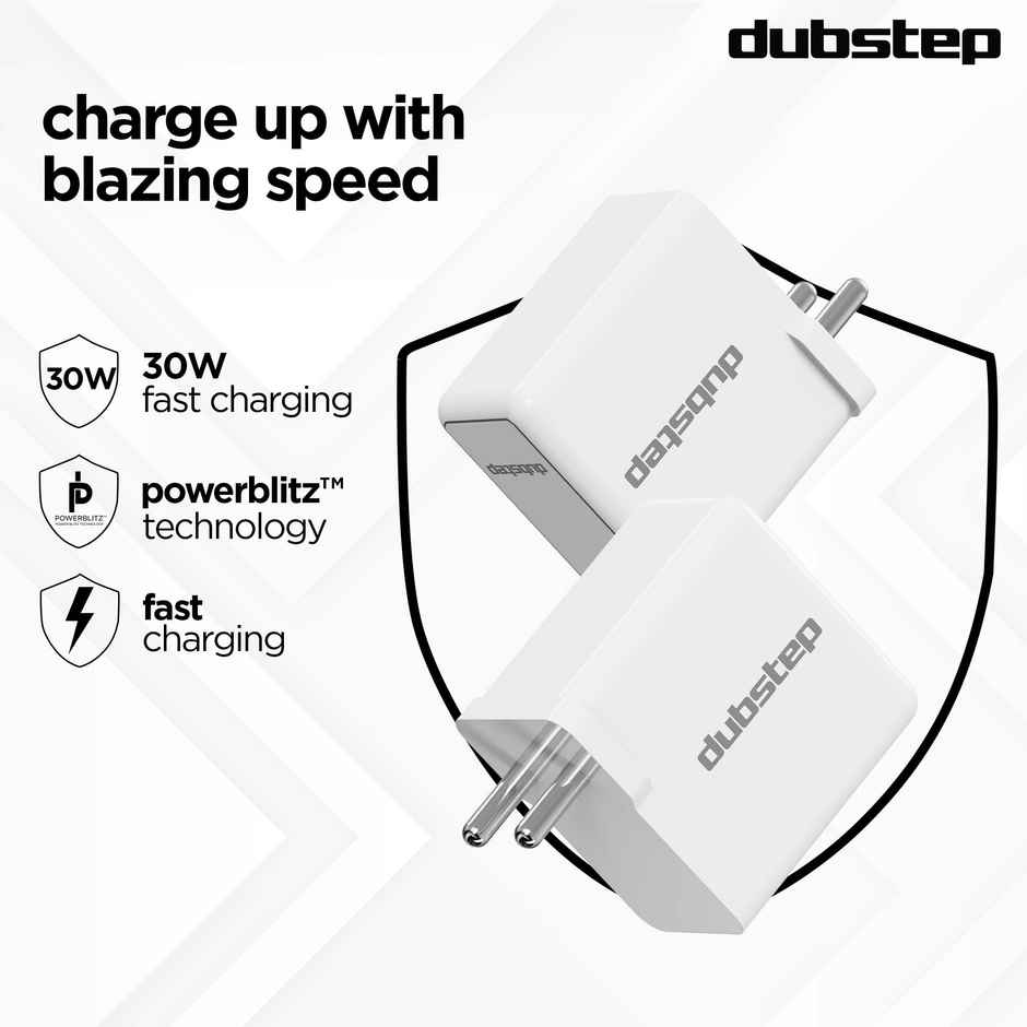 Dubstep Sprint All-in-one 30W 6A Charger with Type-C to Type-C Cable Supports All Fast Charging Technologies(Cable Included) - Red