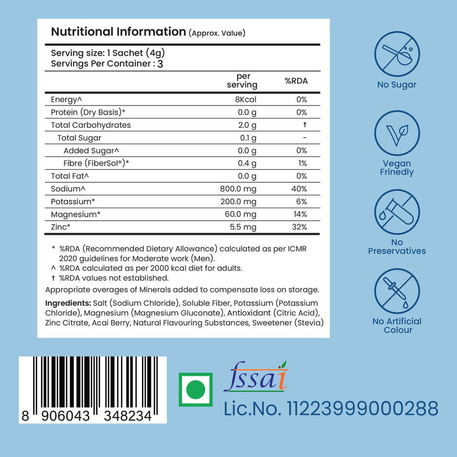 Supply6 Salts | Electrolyte Mix | Sodium, Potassium, Magnesium, Zinc, Fiber | Blue Raspberry