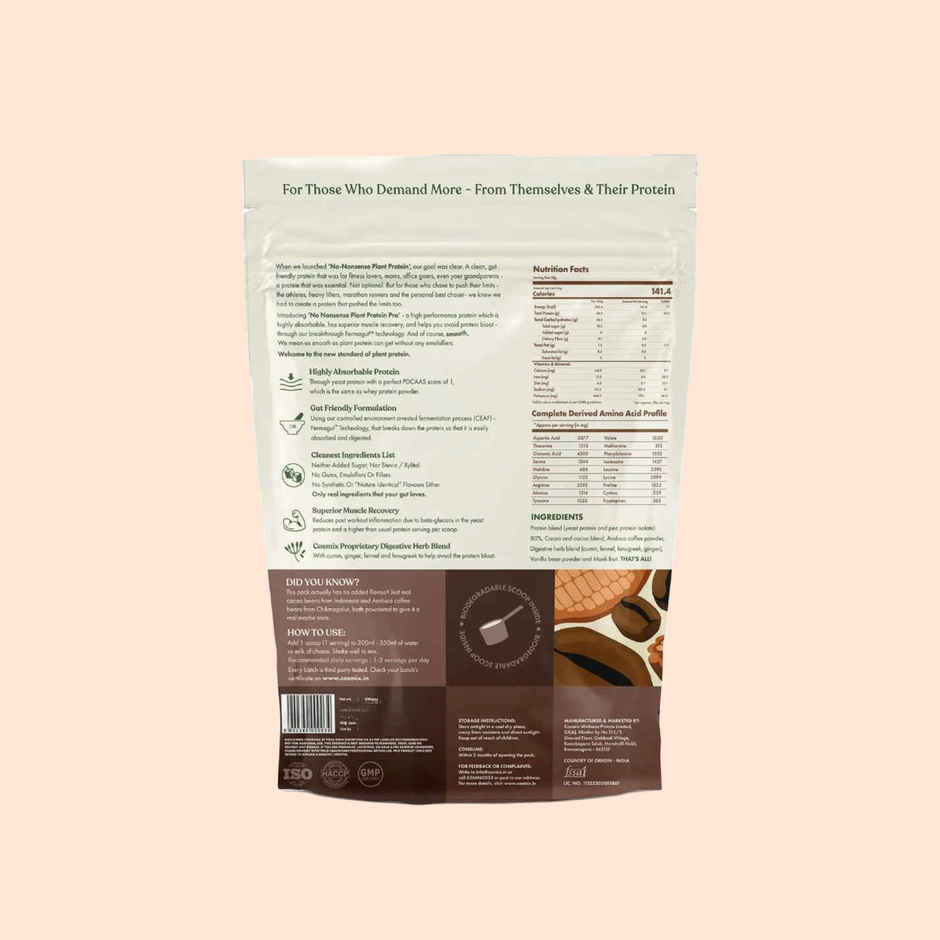 Cosmix No-Nonsense Pro Plant Protein Chikmagalur Mocha, 26g Protein