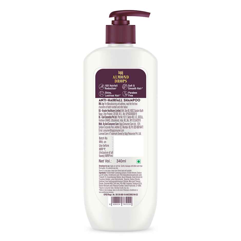 Bajaj Almond Drops Anti Hairfall Shampoo with Almond Oil & Vitamin E for Men and Women