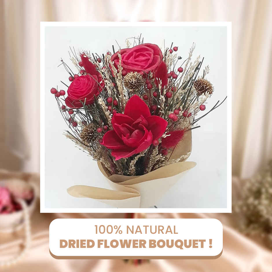 Crimson Natural Dried Flower Bouquet | Eternal Blooms
