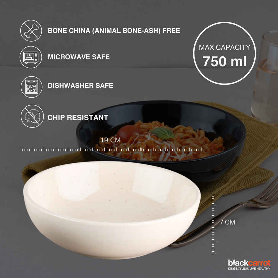 BlackCarrot Black & White Snack Bowl Set | Animal Bone Ash Free Stoneware