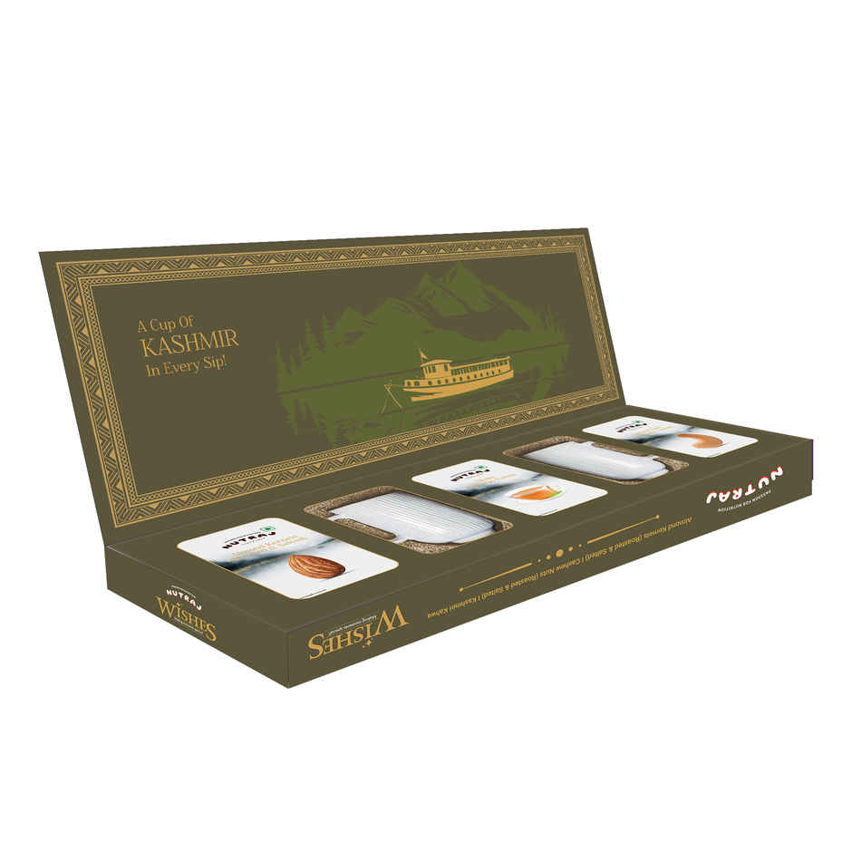 Nutraj Wishes Valley of Warmth | Roasted & Salted Almond and Cashew | Ceramic Tea mugs