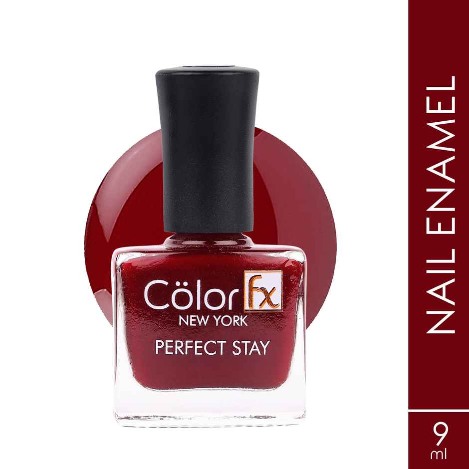 Color Fx Dark Red Maroon Glossy Nail Paint, Long Lasting Nail Polish, 121