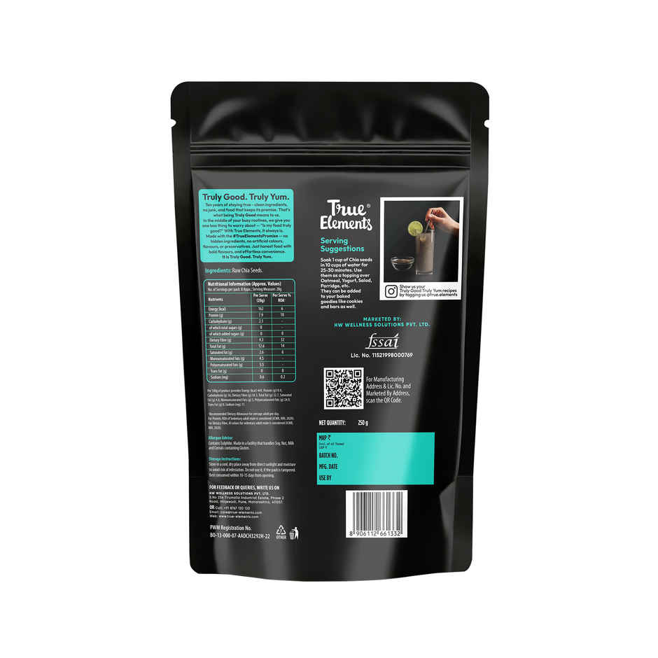 True Elements Raw Chia Seeds | premium Chia Seeds | Weight Management | Summer Hydration