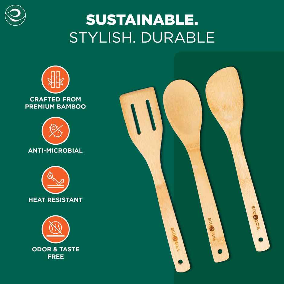 ECO SOUL Set of 3 | Bamboo Cooking Utensils