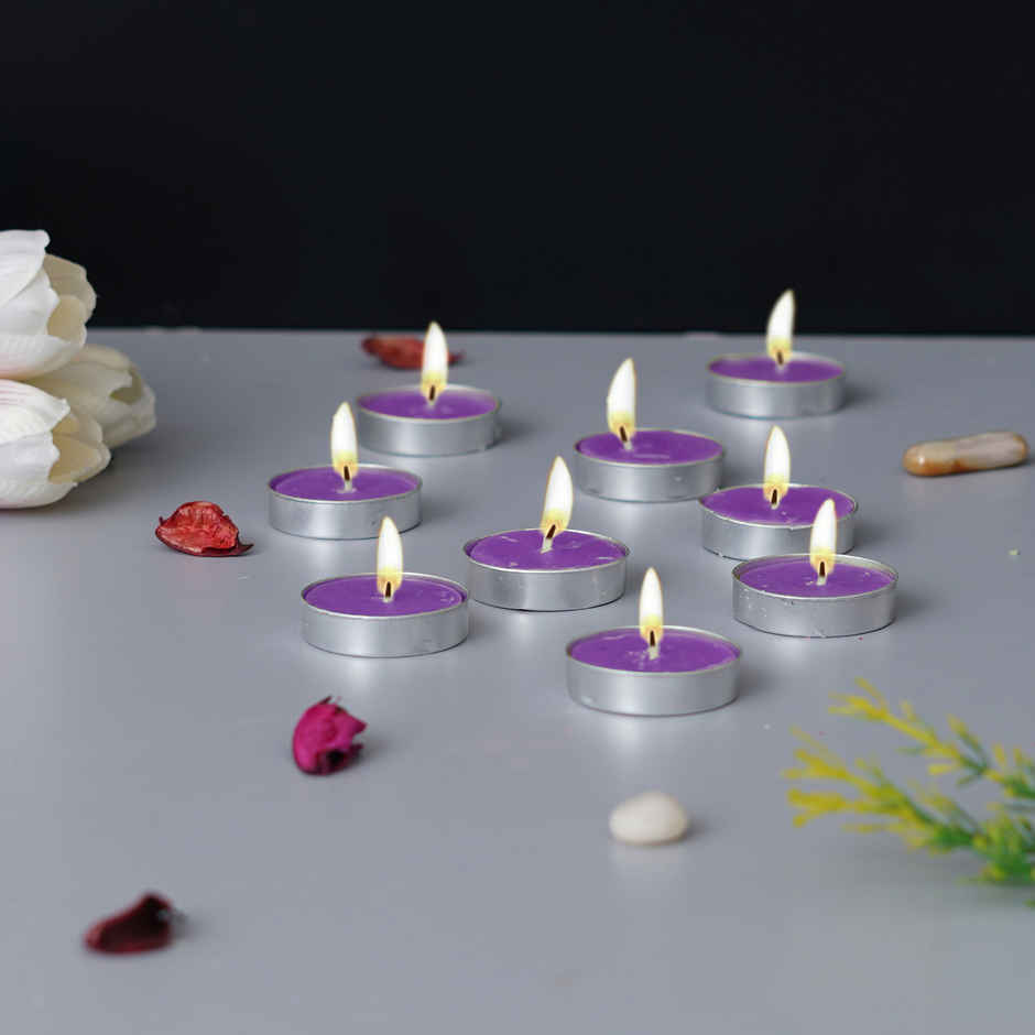 Scented Tea Light Candles | Lavender | Pack of 10 | Ecraftindia
