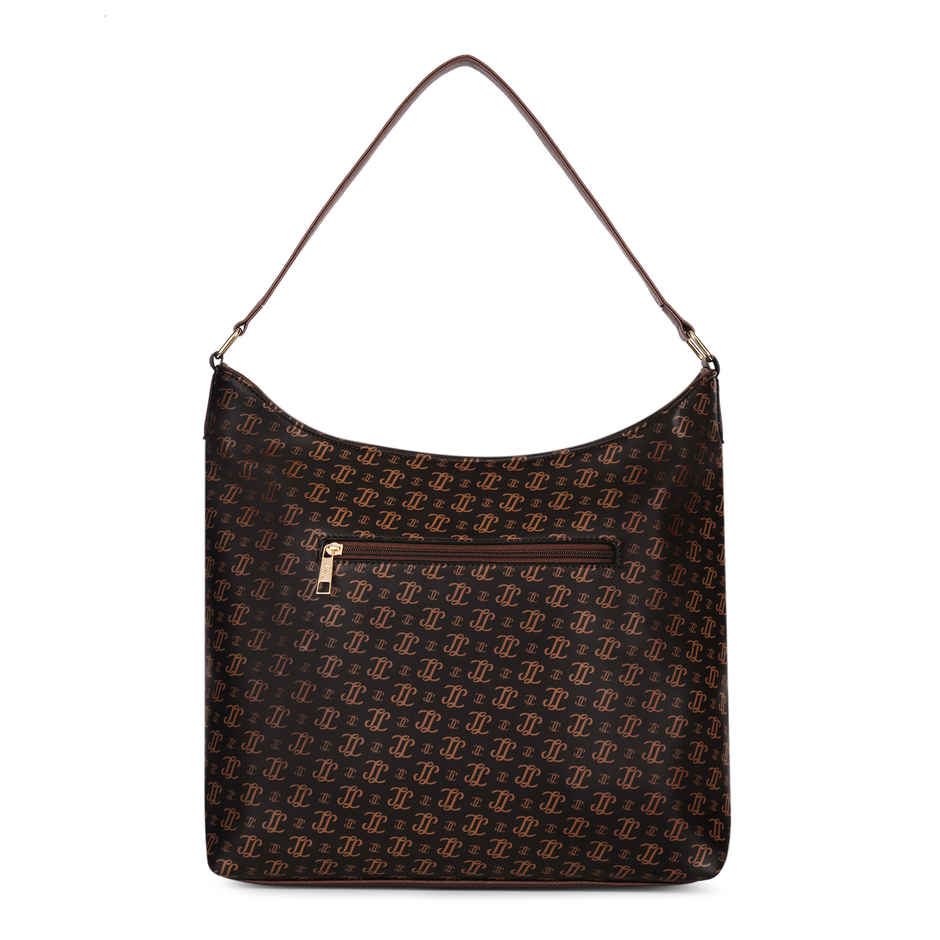 Lavie Women's Portia Monogram LL Print Hobo Handbag for | Shoulder Bag | Choco