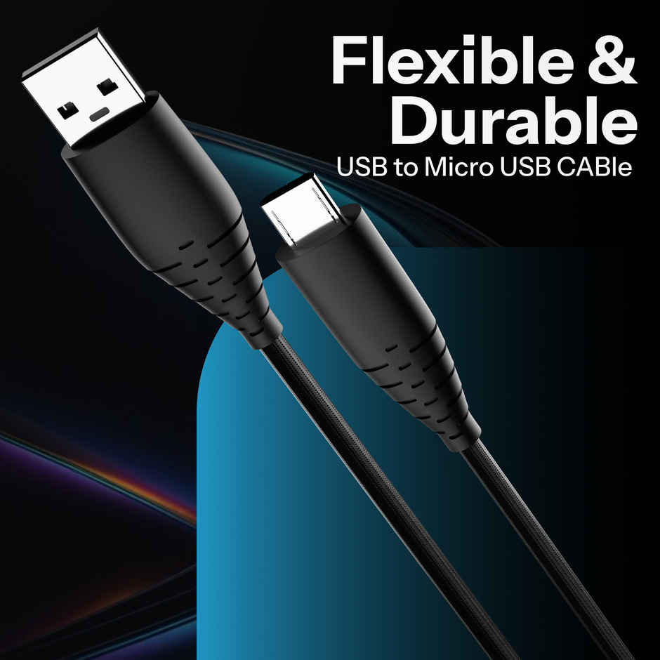 Ailkin Micro USB Cable | 3A Fast Charging | 1.5 M Braided | For Smartphones & Tablets | Black