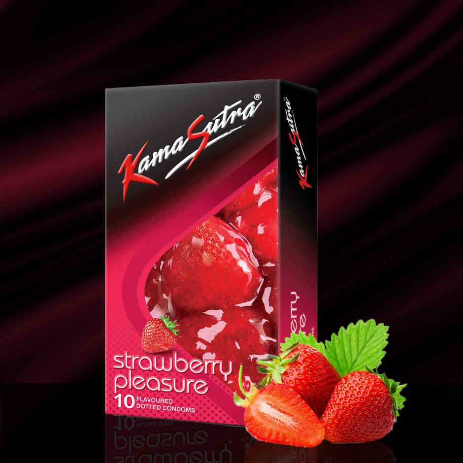 Kama Sutra Strawberry Pleasure Flavoured Condoms(10pc) & Kama Sutra Personal Lube Strawberry(50ml) Combo