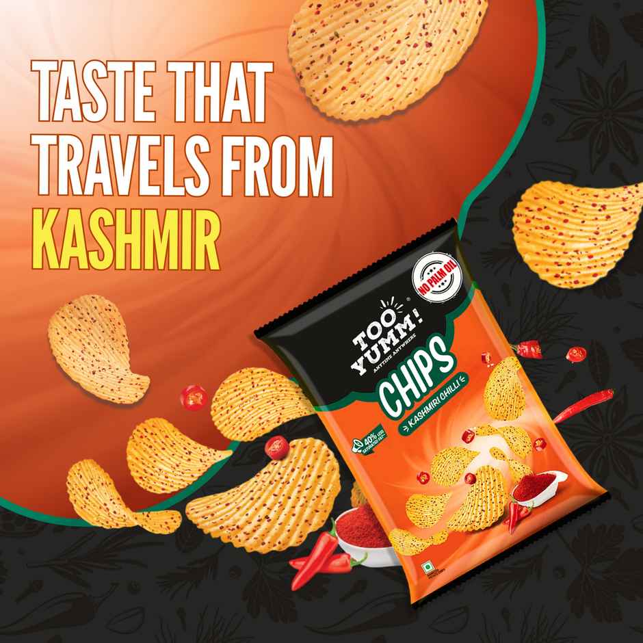 Too Yumm Kashmiri Chilli Potato Chips, 40% Less Saturated Fats, No Palm Oil Healthy Spicy Chips