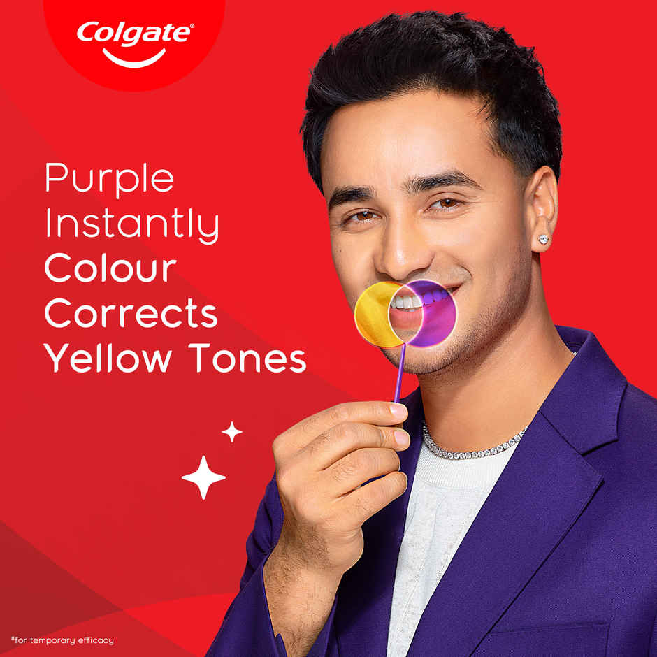 Colgate Visible White Purple Toothpaste and Free Toothbrush | Removes Surface Stains | Enamel Safe