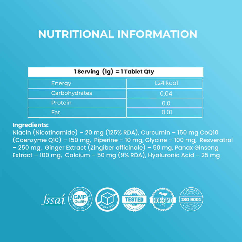 OYB Anti-Ageing Formula with CoQ10, Curcumin & Resveratrol | 30 Tablets | OYB Time-Machine