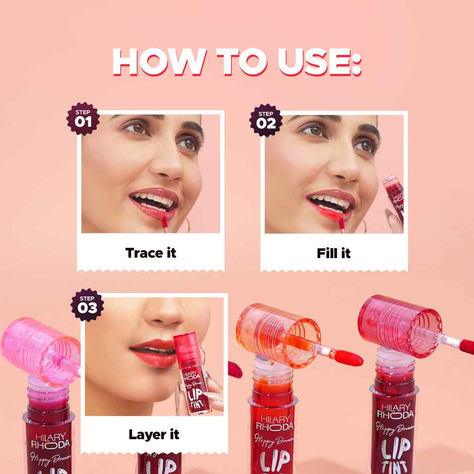 Hilary Rhoda Happy Dream Lip Tint | Infused with Hyaluronic Acid | Peach Wish - Shade 01