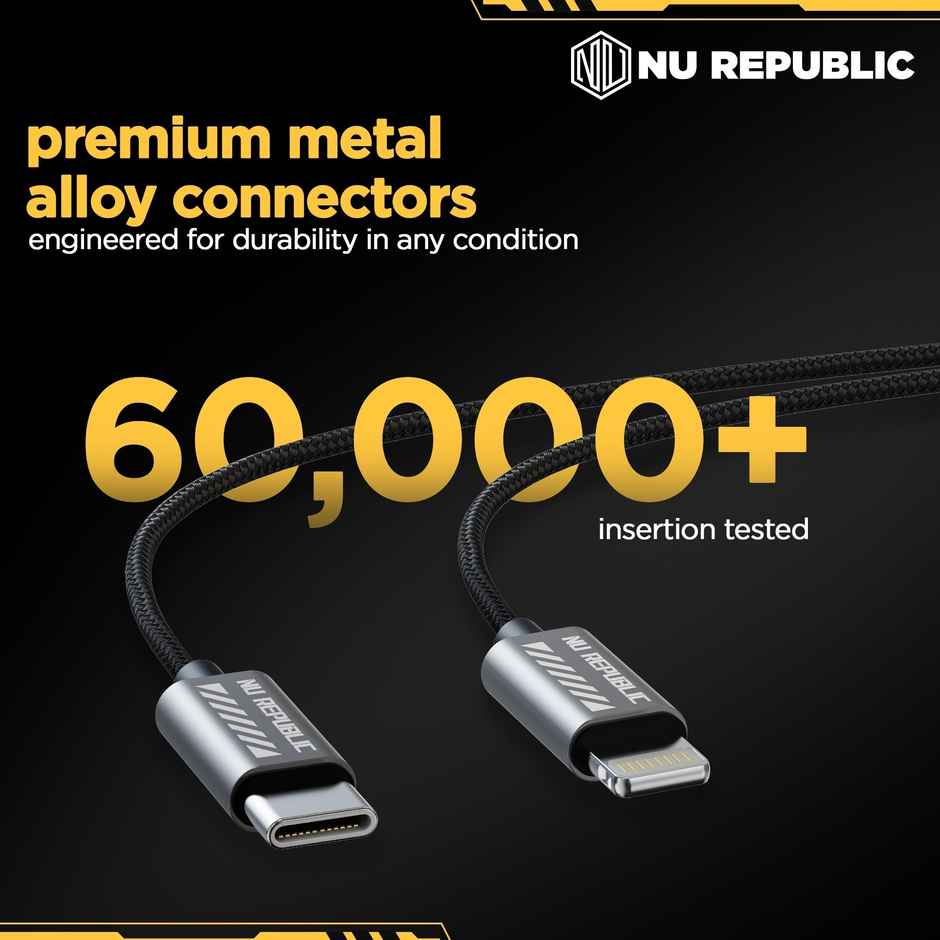 Nu Republic Blaze Flash 33W 1.25m Type C to Lightning Cable (Grey) -1 unit