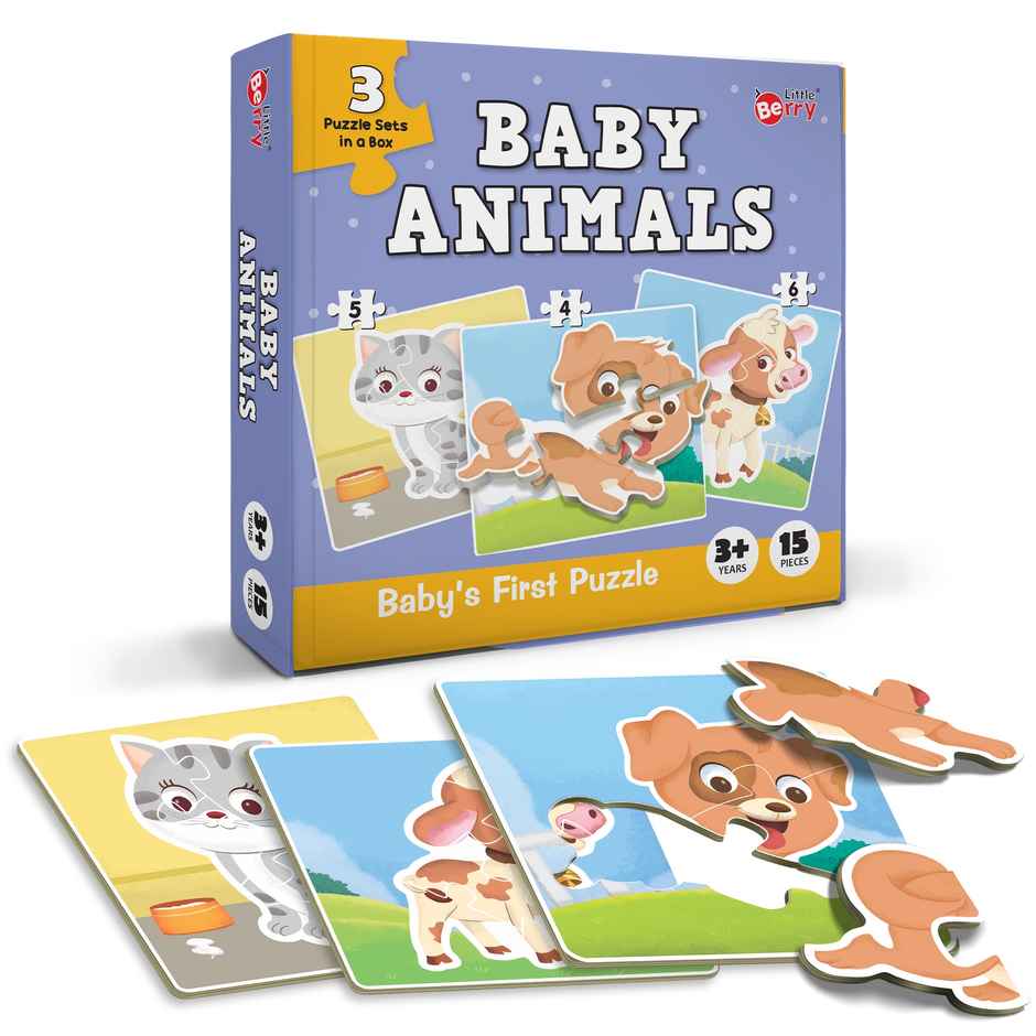 Little Berry Baby's First Puzzle Game: Baby Animals | Fun and Educational Jigsaw Puzzle Set | Lb44